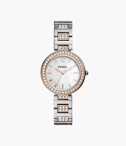 Karli Three-Hand Two-Tone Stainless Steel Watch | Fossil (US)