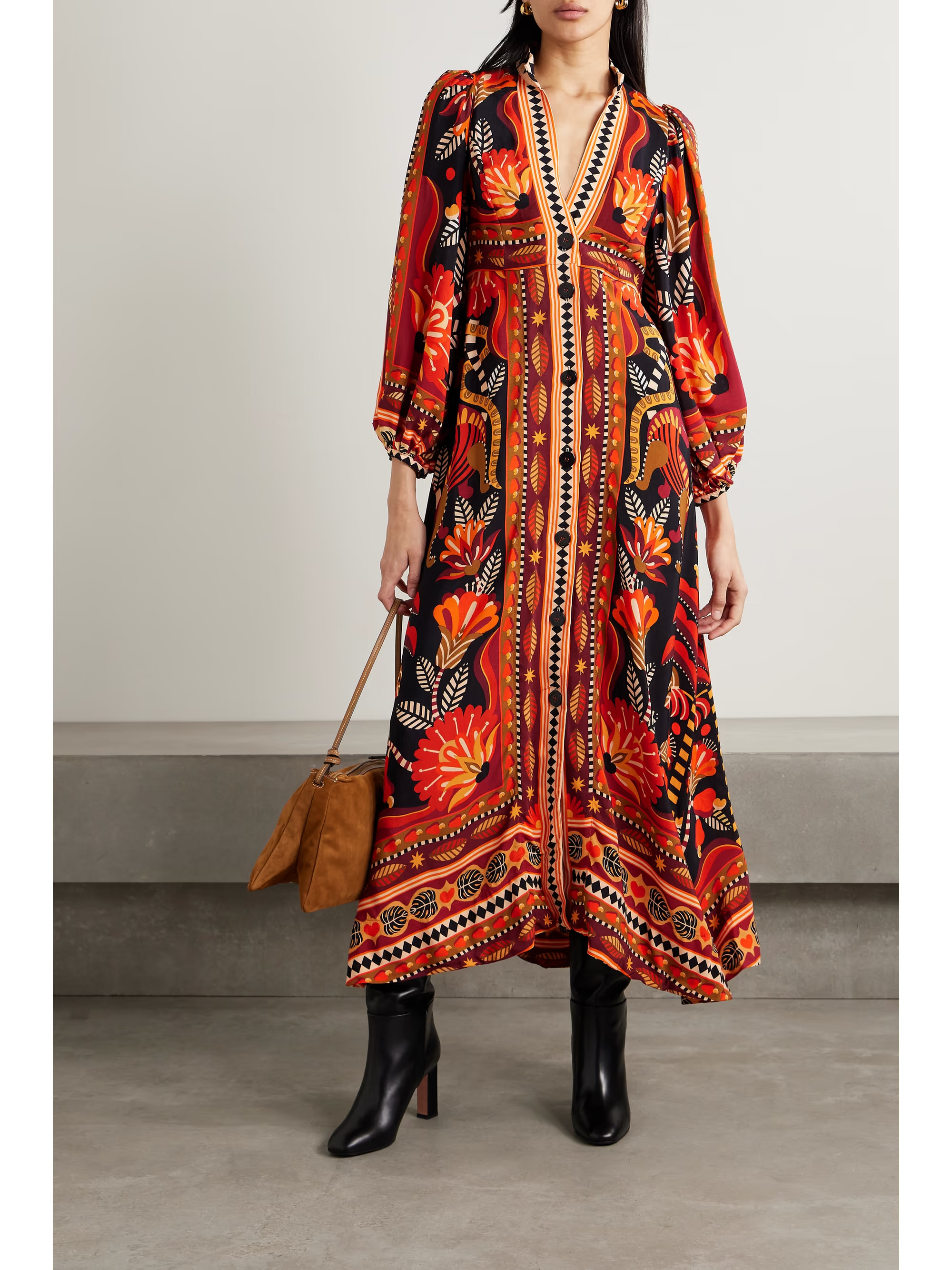 Printed crepe maxi shirt dress | NET-A-PORTER (US)