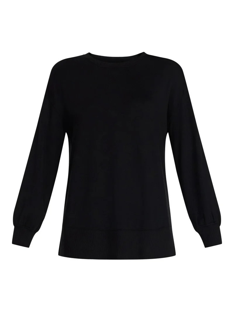 Time and Tru Women's French Terry Tunic Top with Long Sleeves, Sizes XS-XXXL | Walmart (US)