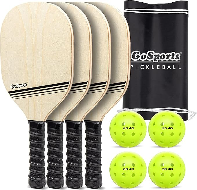GoSports Pickleball Sets - Classic, Retro, Steel Blue, or Yellow - Includes 4 Paddles, 4 Regulati... | Amazon (US)