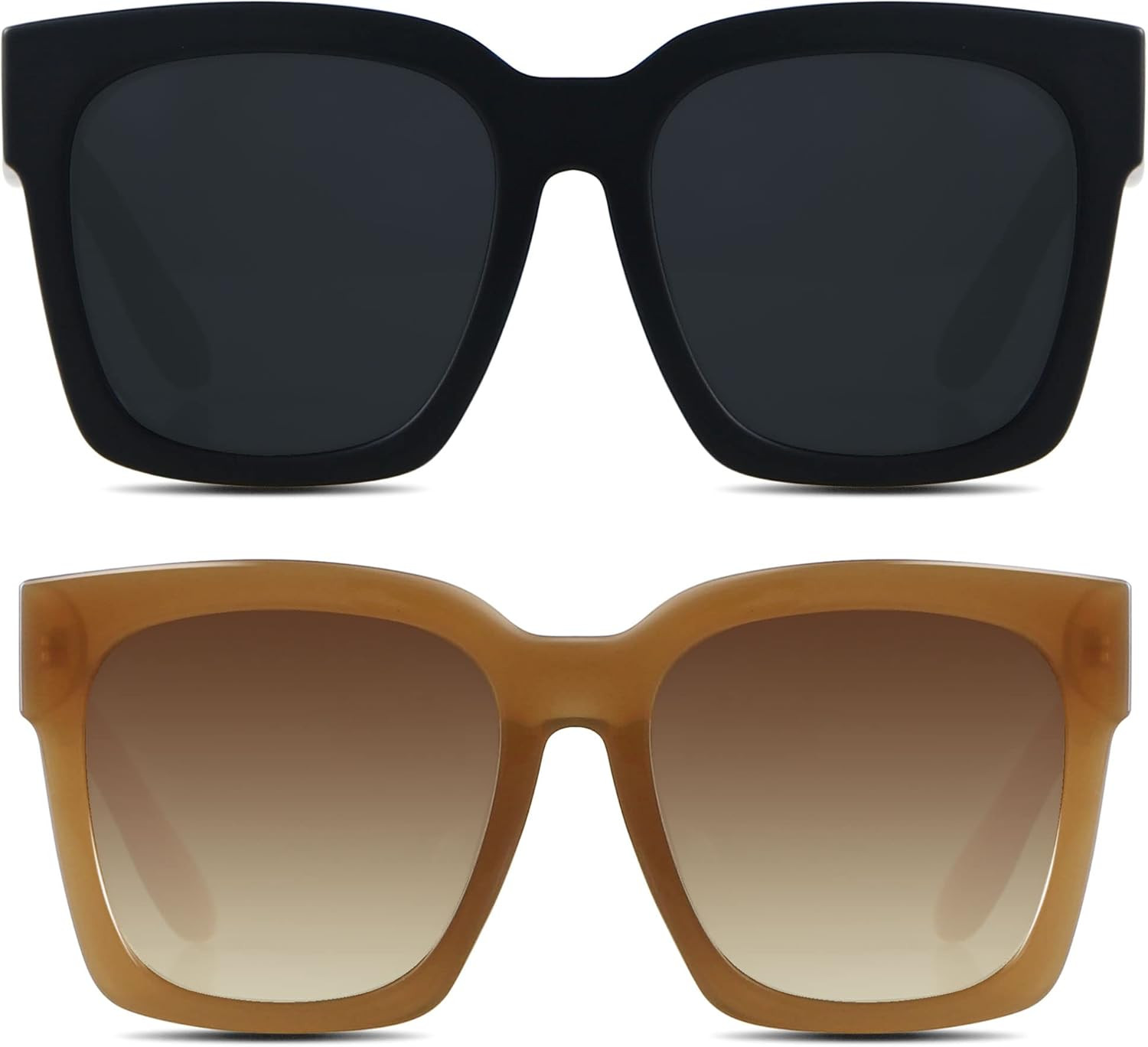 ANDWOOD Oversized Sunglasses for Women Big Large Square Wide Frame Shades Retro Trendy Fashion UV... | Amazon (US)