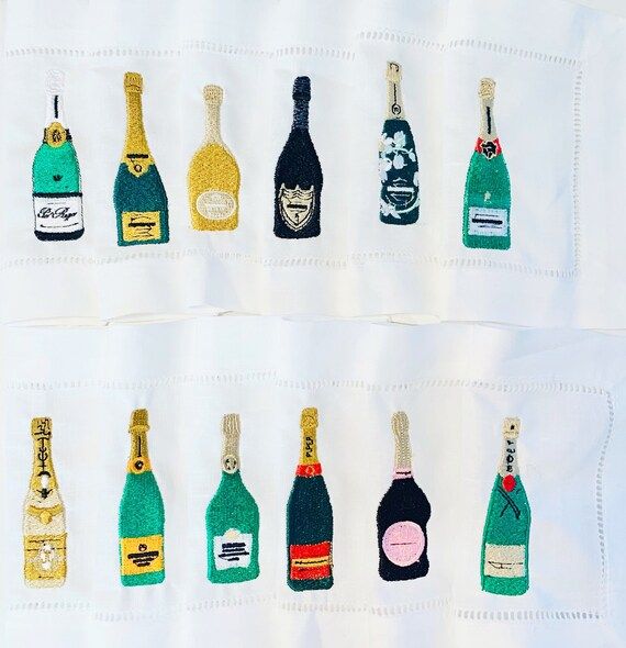 Read the full title
    Champagne Collection Cocktail Napkins  | Custom Embroidery | Wedding gift... | Etsy (US)