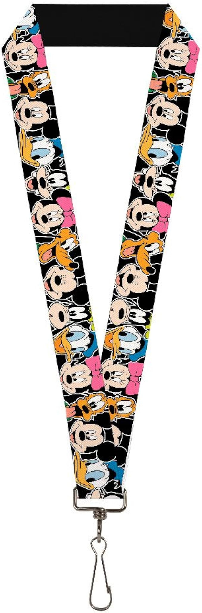 Buckle-Down womens Lanyard - 1.0" Classic Disney Character Faces Black Key Chain, Multicolor, One... | Amazon (US)