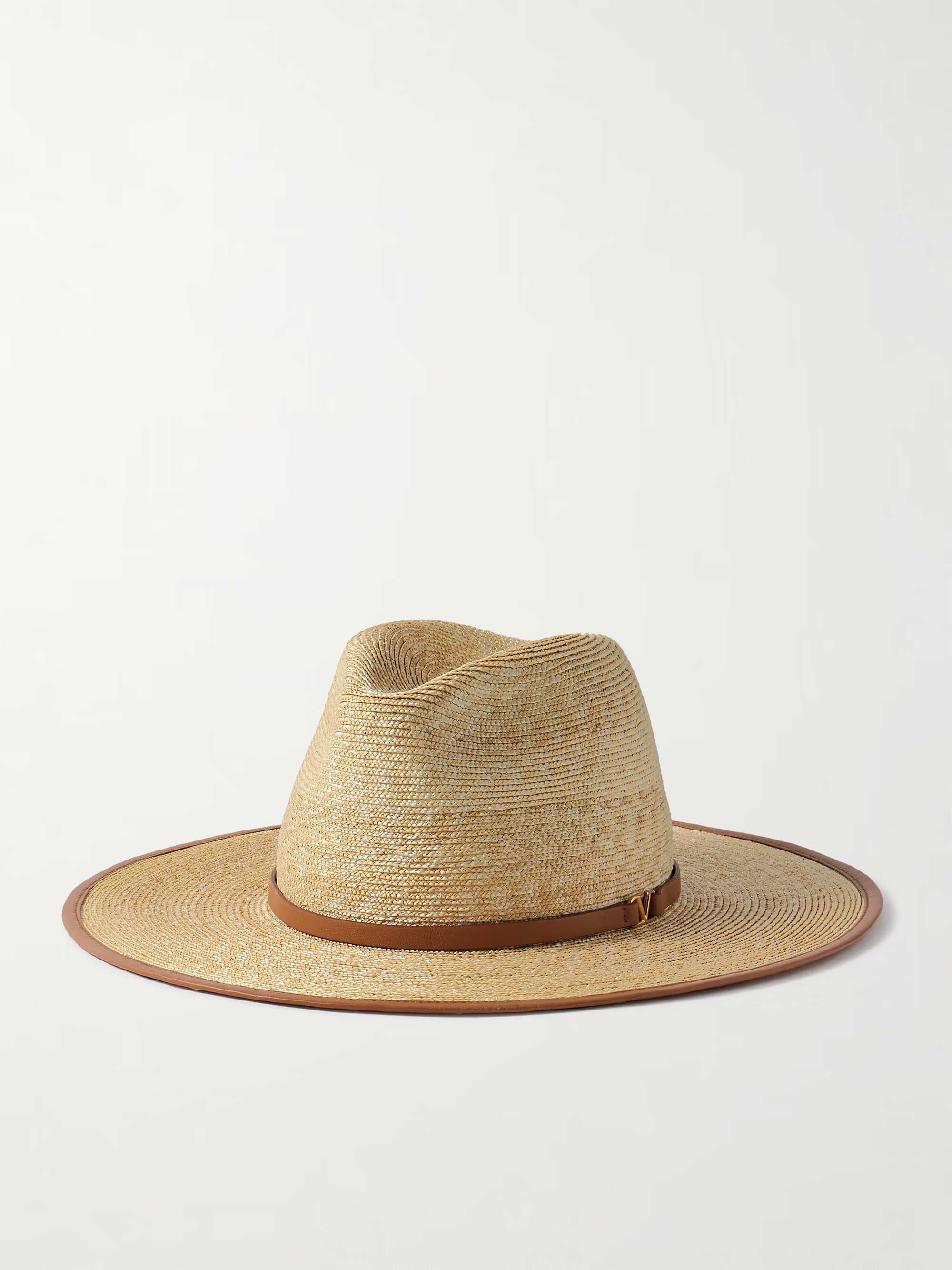 VLOGO leather-trimmed straw sunhat | NET-A-PORTER (US)