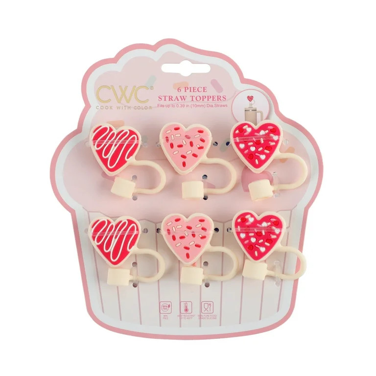 CWC 6 Piece Silicone Straw Topper Set - Valentine's Day Edition | Walmart (US)