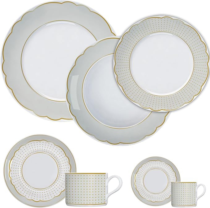 Germer, Jogo de jantar completo em porcelana, Modelo Versa, Brasília, Royal Off-White, 42 peças... | Amazon (BR)