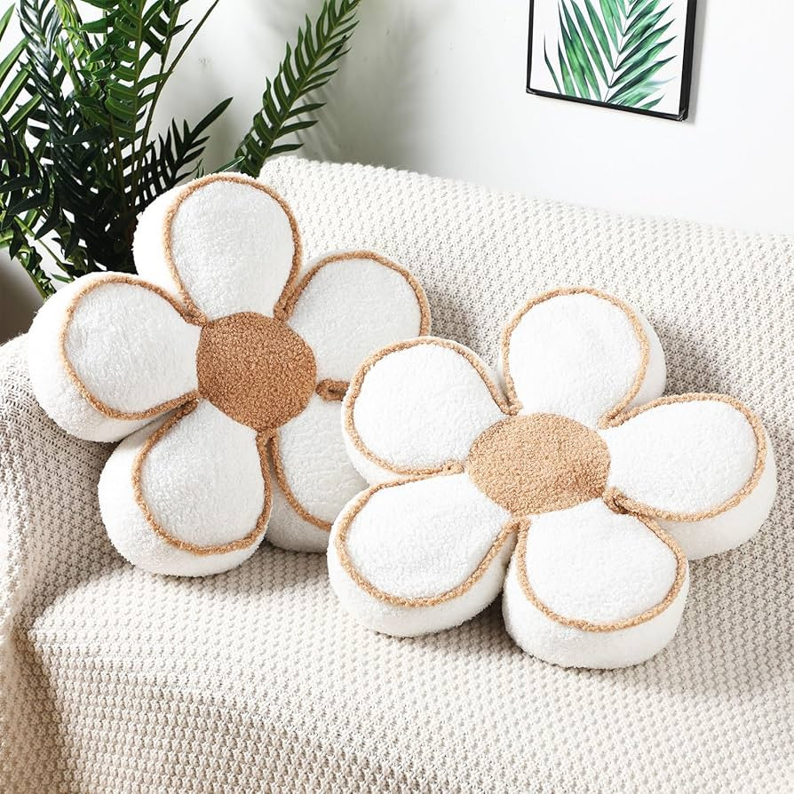 2 Pack Flower Pillows Cute Flower Throw Pillows 15.7 Inch Soft Flower Shaped Floor Cushion for Li... | Amazon (US)