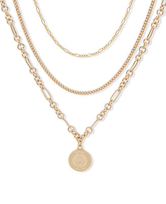 Gold-Tone Crest Layered Pendant Necklace, 16" + 3" extender | Macys (US)
