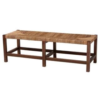 bali & pari Liza Natural Seagrass Bench 52 in. 246-13682-HD - The Home Depot | The Home Depot