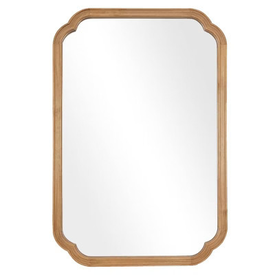 WallBeyond 20"x30" Rounded Corner Arch Wall Wood Mirror Natural | Target