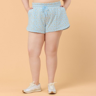 Blogilates Women's Mommy & Me Marshmallow Dolphin Shorts - Blue Citrus Print 1X | Target