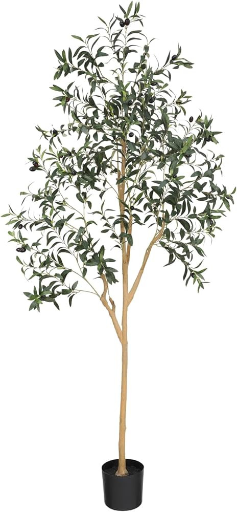 JUSTOYOU Artificial Olive Trees 6FT Tall Faux Tree Potted Fake Olive Tree Branches Silk Oliver Le... | Amazon (US)