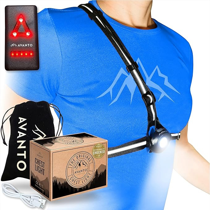 AVANTO PRO Chest Running Light for Runners, Original, 500 Lumen Adjustable Beam, 3-5h Use Time, S... | Amazon (US)