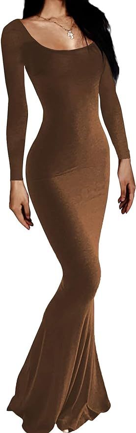 VIUTIL Women's Maxi Bodycon Dress Sexy Spaghetti Strap Sleeveless Tight Slip Long Dresses 2023 | Amazon (US)