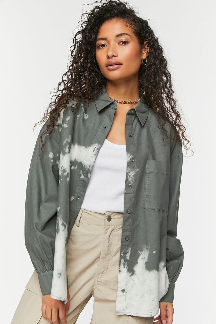 Bleach Dye Long-Sleeve Shirt | Forever 21 (US)