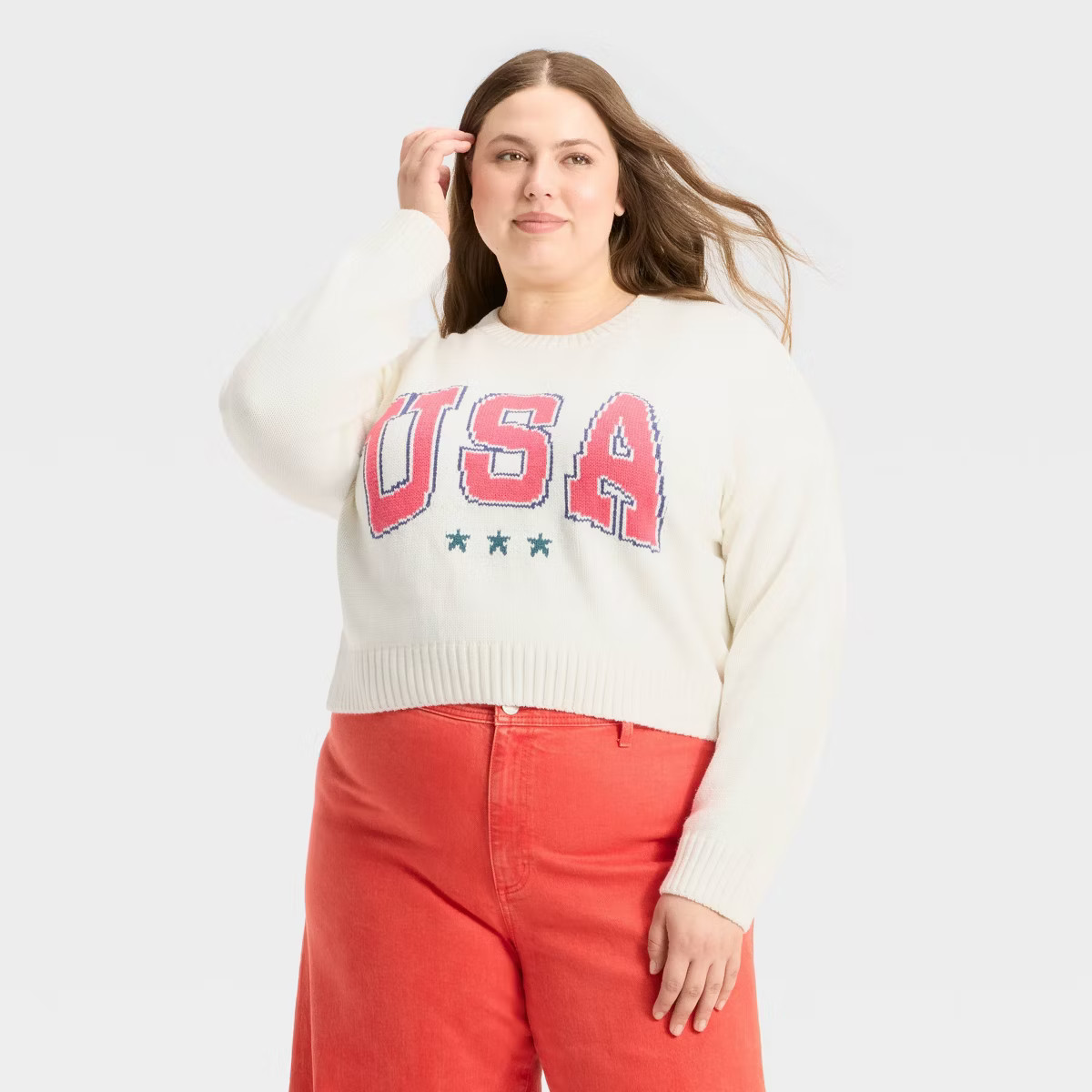 Women's USA Graphic Sweater - Off-White | Target