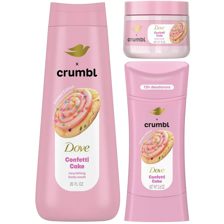 Dove x Crumbl Funfetti Birthday Cookie Body Wash, Scrub, & Deodorant Set | Walmart (US)