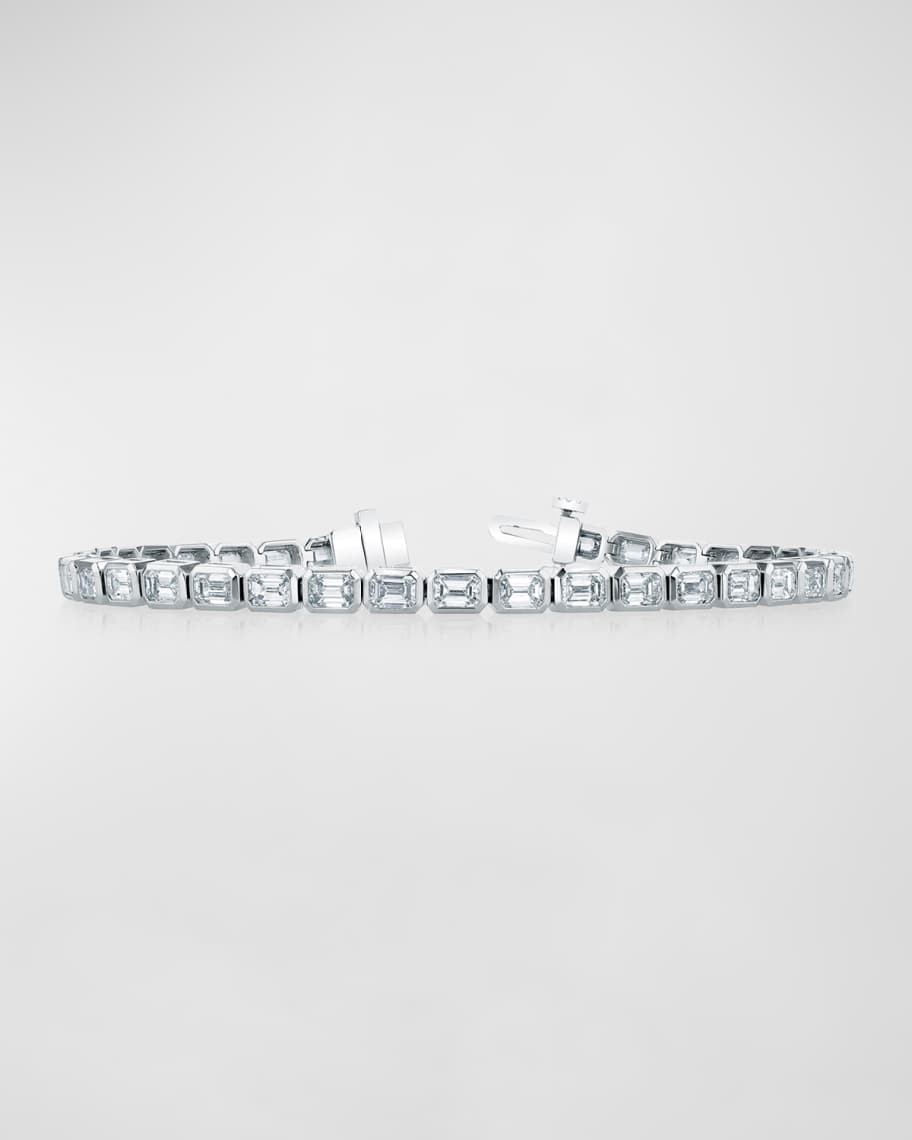 18K Gold East-West Bezel-Set Diamond Tennis Bracelet, 4.30tcw, 7"L | Neiman Marcus