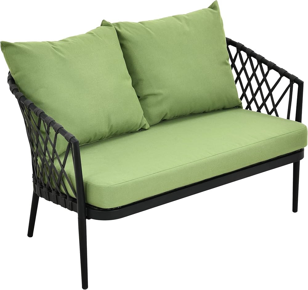 YITAHOME Rope Woven Patio Loveseat, All-Weather 2 Seater Garden Sofa, Balcony Couch Lounge Chair ... | Amazon (US)