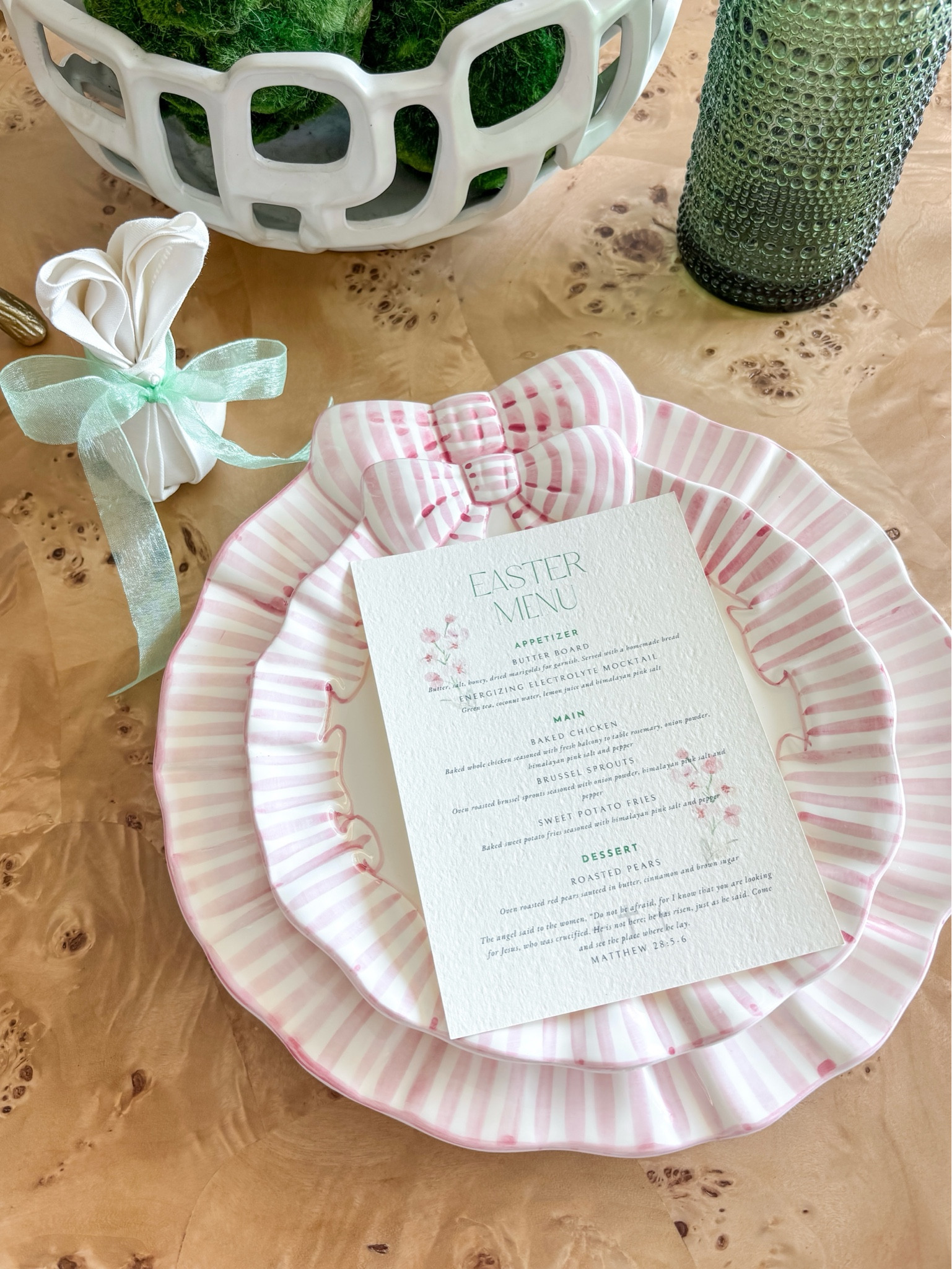 Our Easter table scape! I made the menus on canva (the free version) and then printed using the printer linked on flat cards we already had, linking very similar ones below. The printer linked I found works best for projects like this, I’ve had printers in the past that struggle with smaller paper sizes but this printer works great. 

Easter tablescape
Tablescape inspo
Holiday table 
Easter table 
Hostess
Hostessing
Hosting inspo 
Dinner party 
Dinner party table 
Holiday 
Party 
Easter
Spring
Spring party
Burl wood 
Burl wood dining table 

#LTKParties #LTKHome #LTKFamily