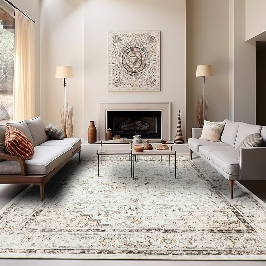 Area Rugs for Living Room Non-Shedding Boho Rug for Bedroom 0.3inch Vintage Washable Non-Slip Bac... | Amazon (US)