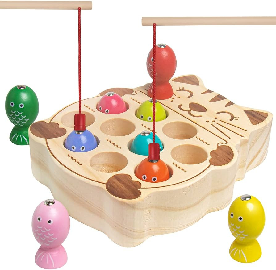 Fishing Game for Kids 3-5,Wooden Montessori Preschool Education Learning Hand-Eye Cognition & Fin... | Amazon (US)