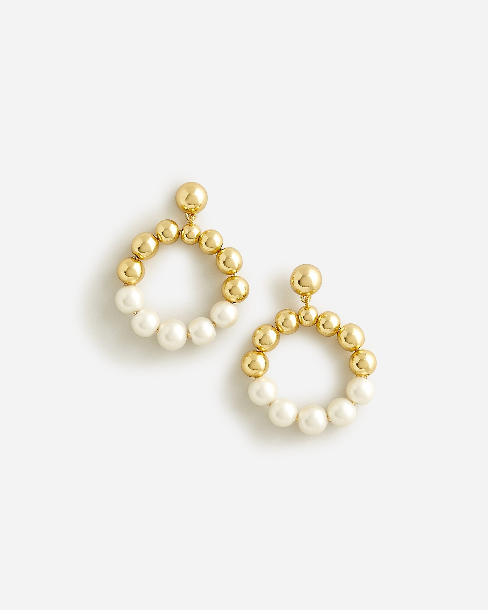 Pearl and metallic-ball hoop earrings | J. Crew US