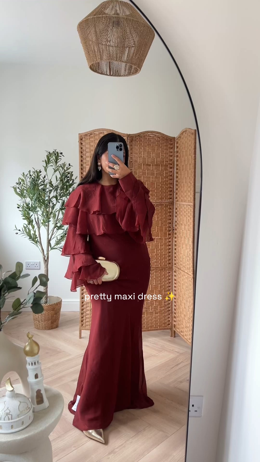 Elegant & effortless ✨ This ruffled deep chestnut coloured maxi dress is perfect for Eid, special occasion, styled with gold accents for the ultimate chic look.
✨ dress is snug so size up 
 #LTKeveningwear #modestfashion”

#LTKstyletip #LTKwedding #LTKdresses #LTKmodest