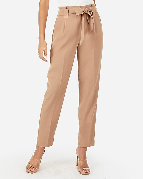 High Waisted Paperbag Ankle Pant | Express