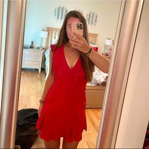 BCBGMAXAZRIA Red Ruffle Dress | Poshmark