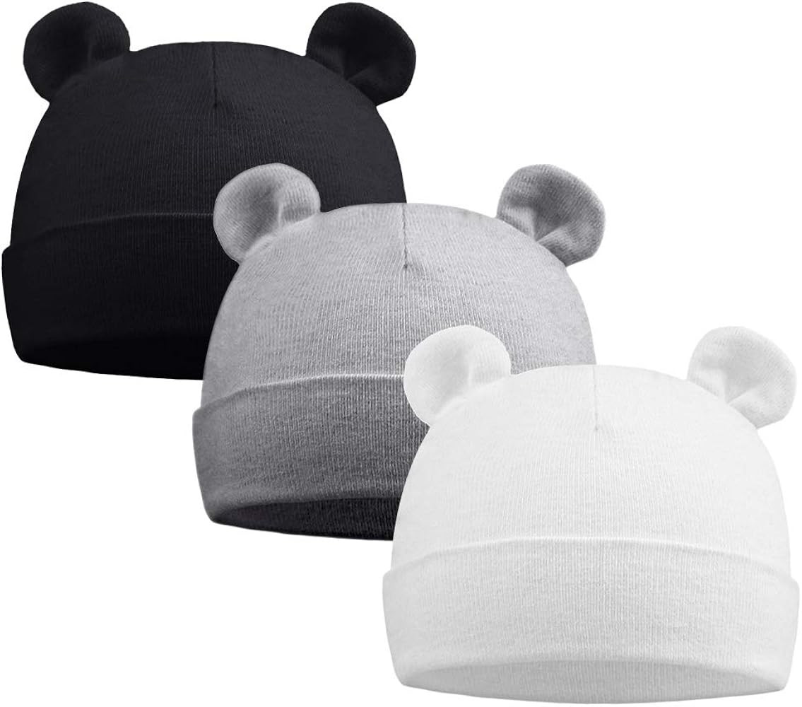 PESAAT Newborn Hospital Hat Preemie Boys Girls Beanie Solid Infant Baby Hats Autumn Winter | Amazon (US)