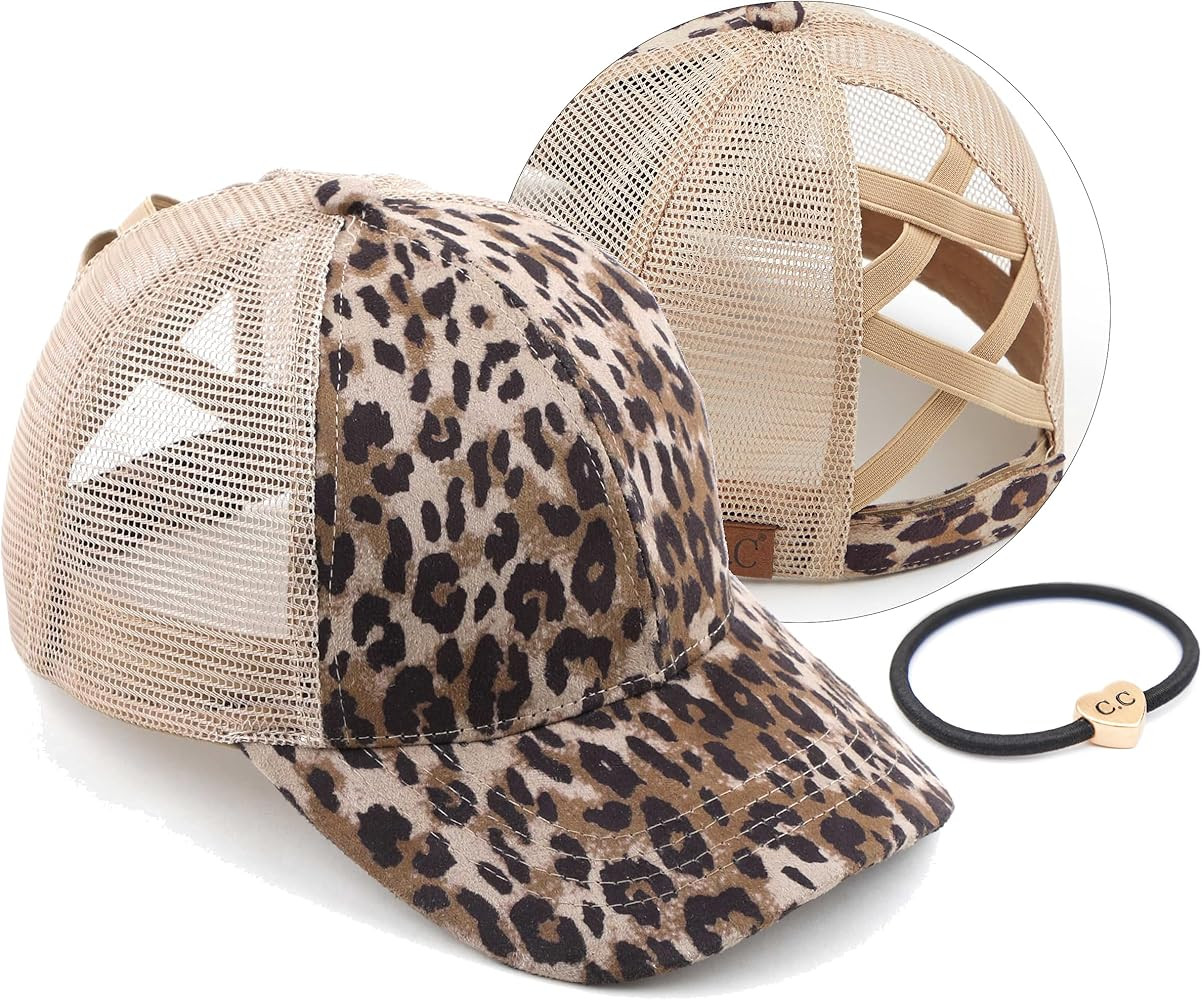 C.C Ponycap Messy High Bun Ponytail Adjustable Glitter Mesh Trucker Baseball Cap | Amazon (US)