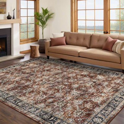 Oriental Machine Washable Rug with Rubber Backing Non-Slip Throw Carpet Non Shedding Low Pile Traditional Accent Rug | Target