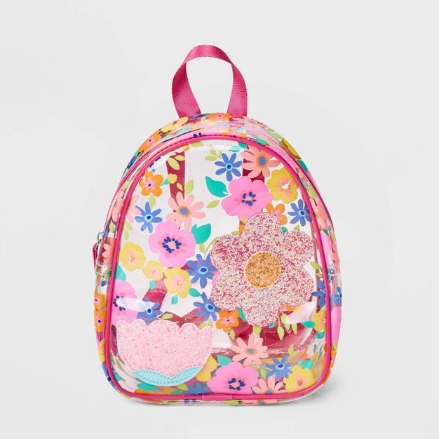 Toddler Girls' Transparent Floral Print Backpack - Cat & Jack™ Pink | Target