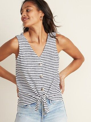 Cropped Tie-Hem Textured-Knit Sleeveless Top for Women | Old Navy (US)