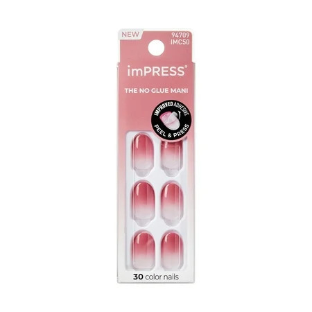 KISS imPRESS Press on Nails Beat The Heat Pink Short Oval 30 Count | Walmart (US)