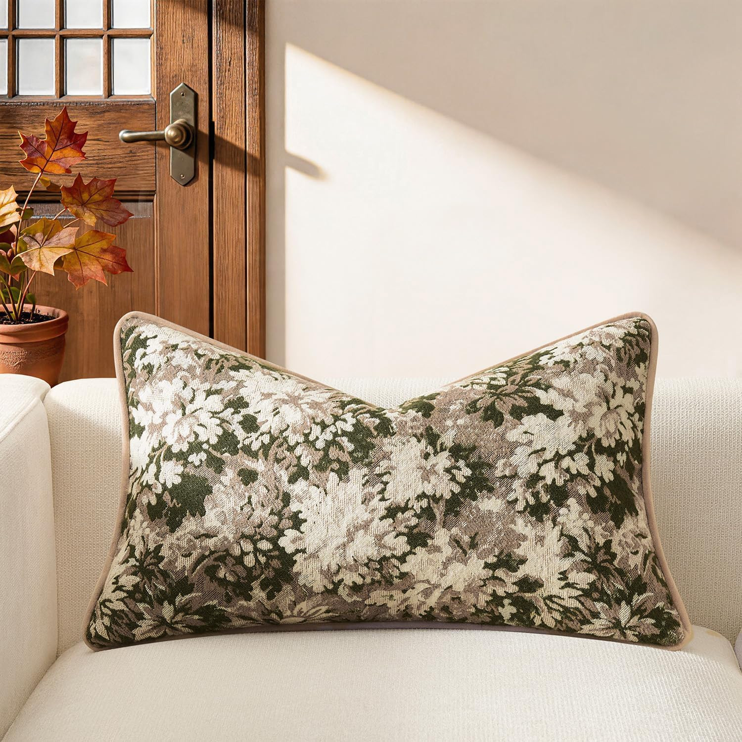 Kevin Textile Vintage Floral 14x24 Inch Lumbar Pillow Cover 1 Pack, Green | Amazon (US)