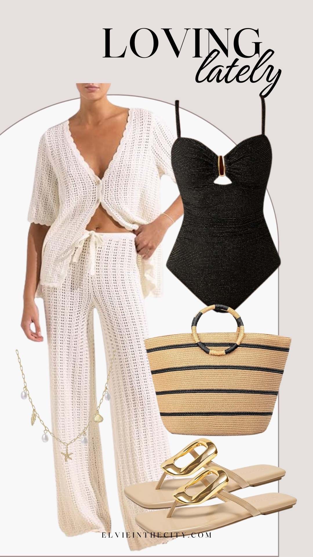 I’m loving this two-piece crochet set. I’ve paired it with a black one-piece bathing suit, striped beach bag, shell necklace, and sandals with a gold buckle.

Ootd, resort wear, cruise outfit, vacation outfit, beach outfit, fashion over 40, over 50 style

#LTKootd #LTKTravel #LTKOver40