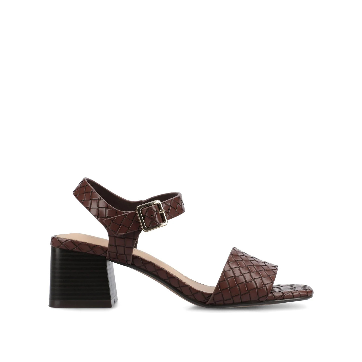 SHAINA OPEN TOE HEELS - Chocolate Woven | Journee Collection