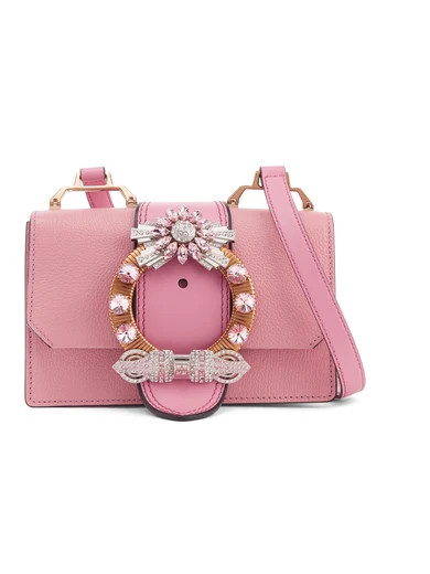 Miu Miu - Miu Lady Embellished Smooth And Textured-leather Shoulder Bag - Pink | NET-A-PORTER (US)
