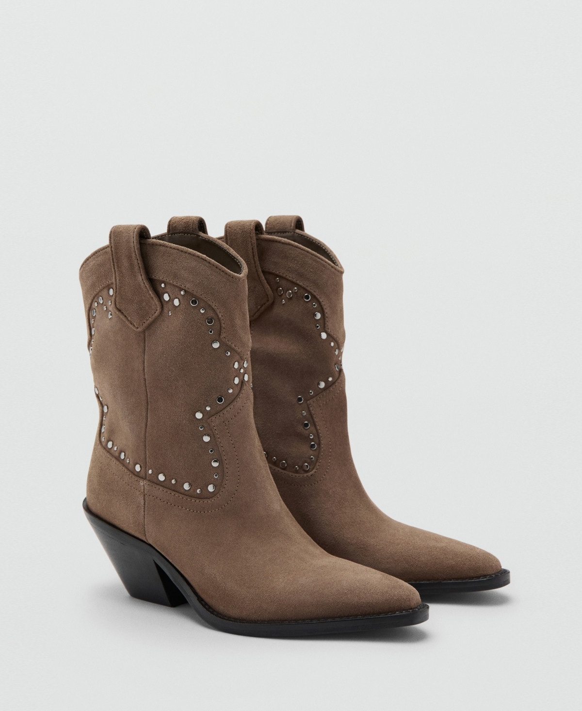 Mango Women's Studs Suede Ankle Boots - Sand | Macy's