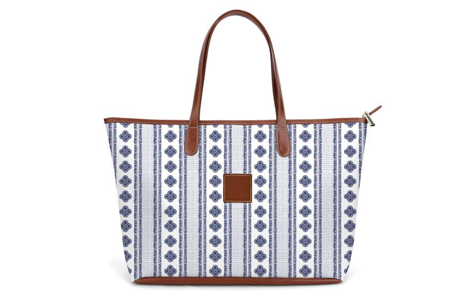 St. Anne Zippered Tote - Leather Patch $220 | Barrington Gifts