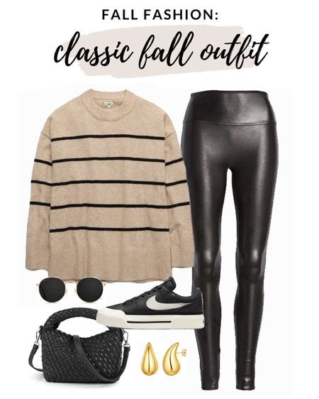 Classic fall outfit idea! This sweater is included in the LTK fall sale and is 25% off! Style it with the SPANX faux leather leggings and a pair of Nike sneakers for a casual but cute everyday, fall outfit! 

#fallfashion #stripedsweater #spanxleggings 



#LTKstyletip #LTKshoecrush #LTKSale