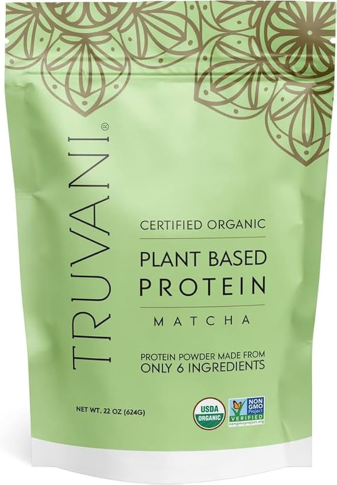 Truvani Organic Matcha Plant Based Protein Powder, 22 OZ | Amazon (US)