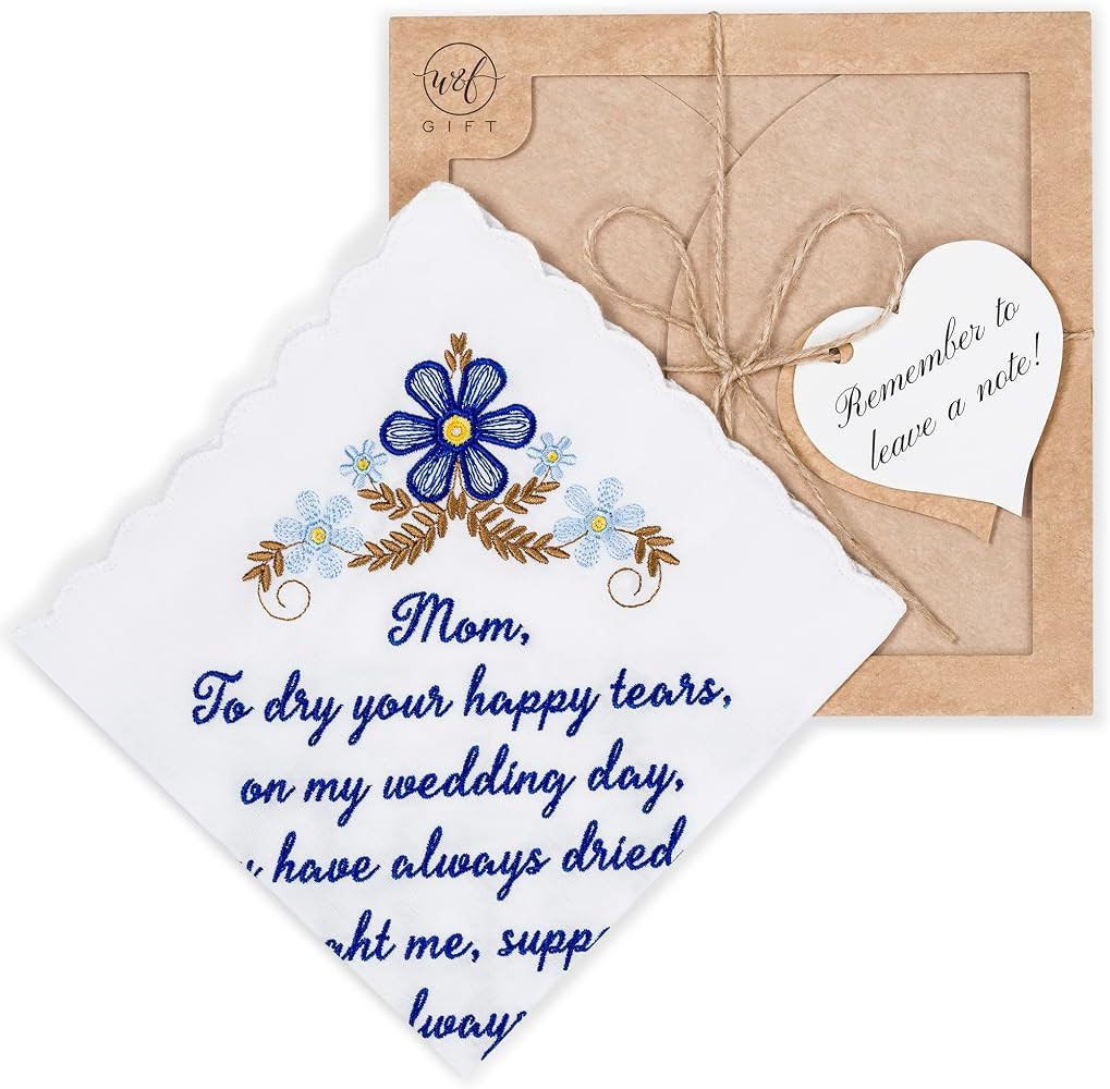 W&F GIFT Embroidered Wedding Handkerchief - Mom, Dad, New Mom, New Dad & Grandma | Amazon (US)