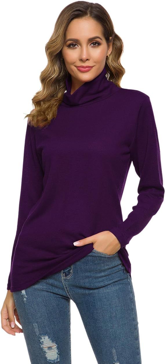 LOMON Women's Long Sleeve Thermal Turtleneck Casual Slim Fit Basic Tops Pullover Sweater | Amazon (US)