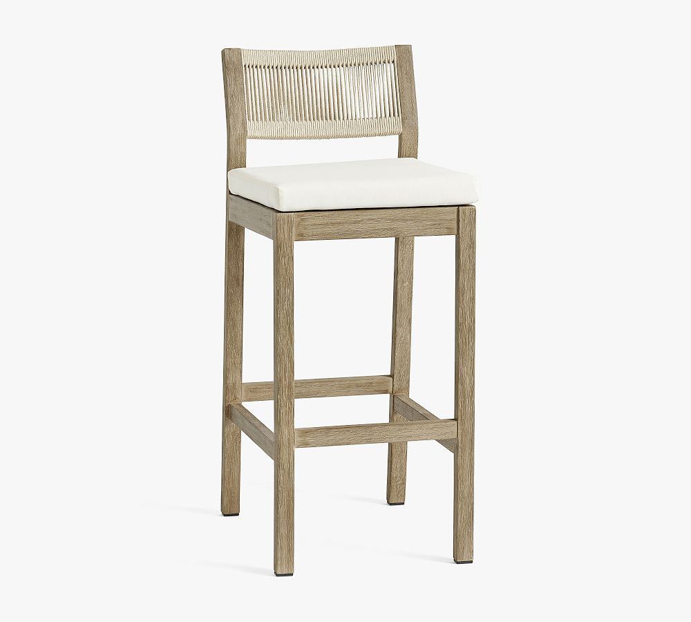 Indio Coastal Mahogany & Rope Outdoor Barstool | Pottery Barn (US)