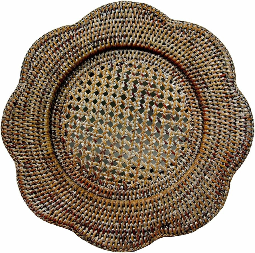 Rattan Scalloped Round Charger Plate in Natural - 1 Charger Plate | Amazon (US)