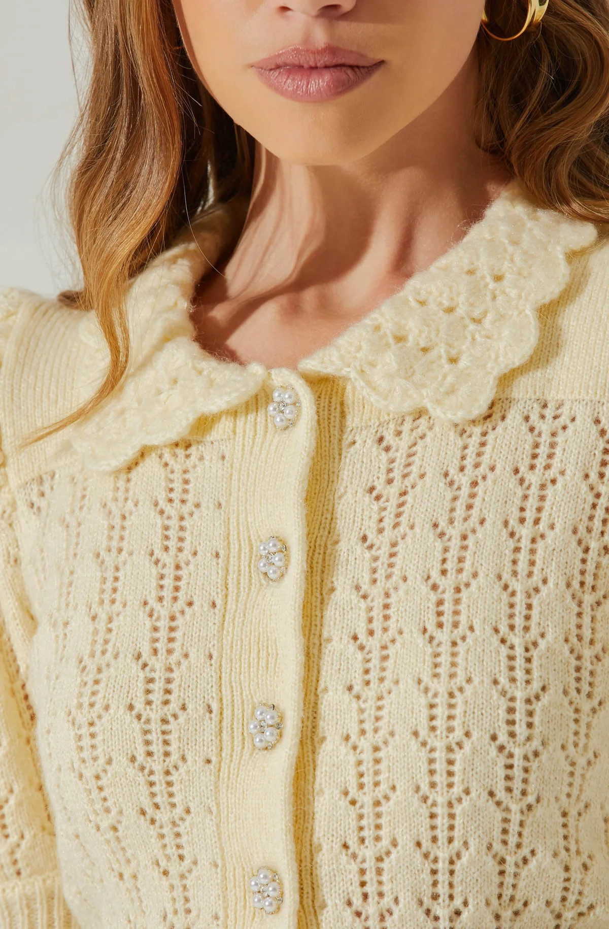 Dallyn Pointelle Collared Short Sleeve Sweater | ASTR The Label (US)