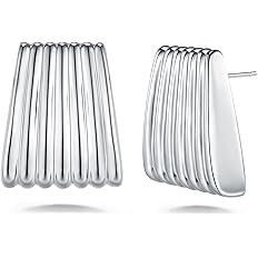 Gold Chunky Statement Earrings for Women by SNGIA, Small Handmade Trendy Stud Ribbed Jewelry Gift... | Amazon (US)